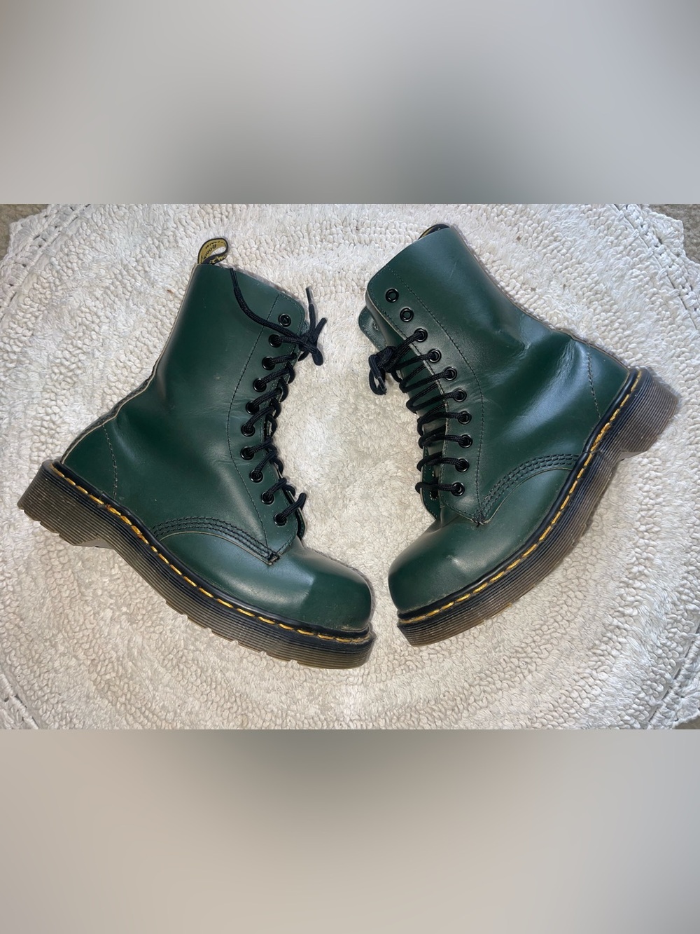Dr. Martens 1460 Green Leather Boots #drmartens #combat made in ingland size 6.5